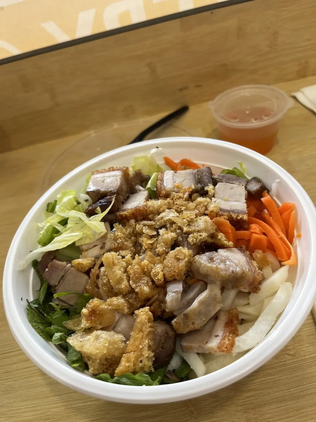 Crispy pork vermicelli salad